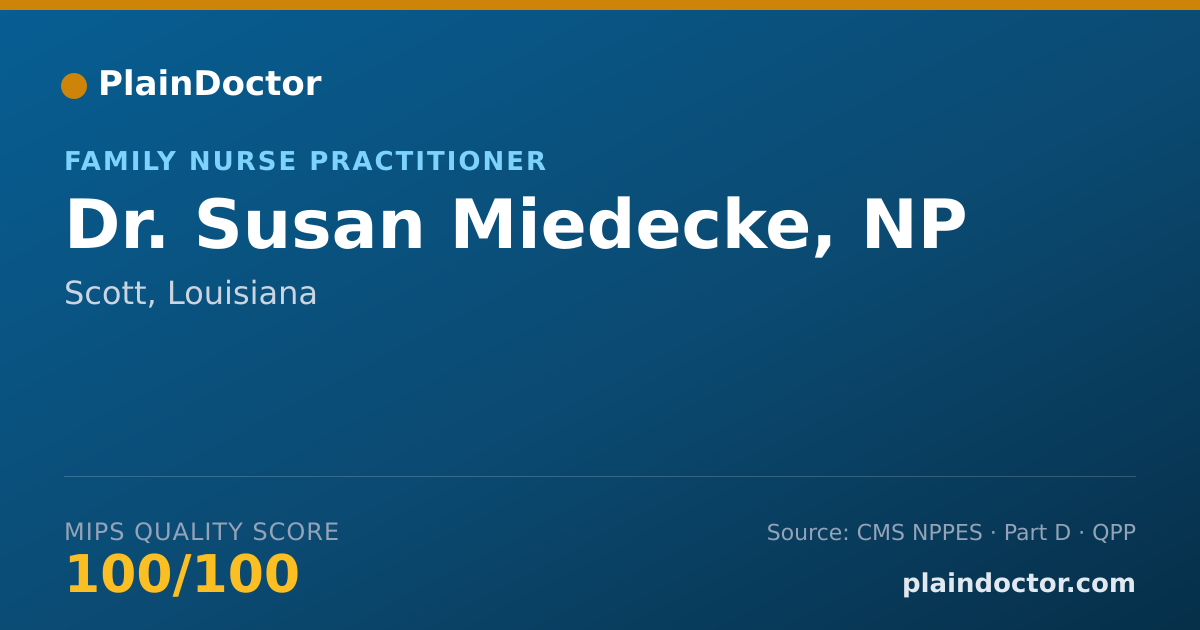 Shareable card for Susan Miedecke, NP - Family Nurse Practitioner, Scott, LA