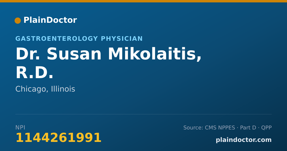 Shareable card for Susan Mikolaitis, R.D. - Gastroenterology Physician, Chicago, IL