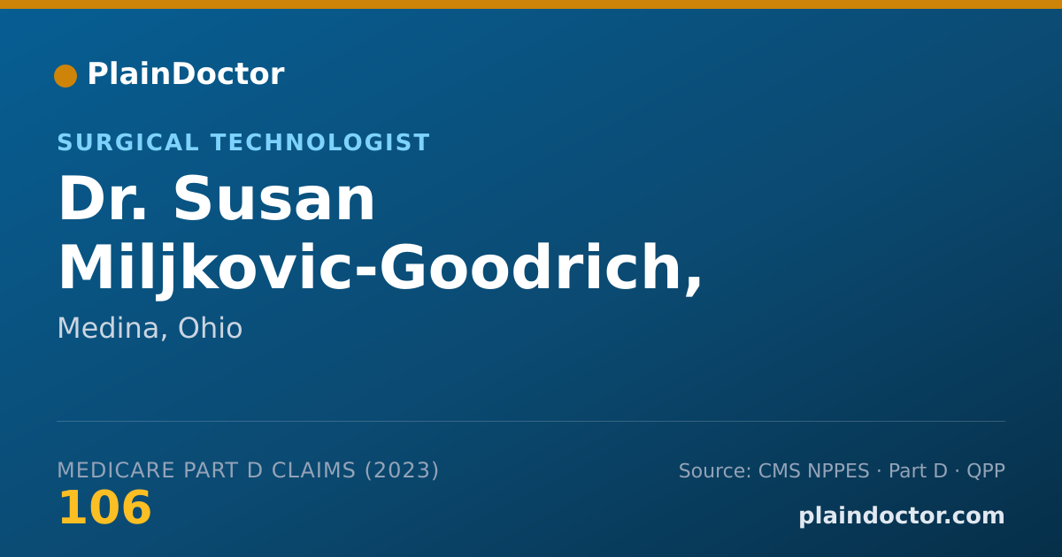 Shareable card for Susan Miljkovic-Goodrich, M.D. - Surgical Technologist, Medina, OH