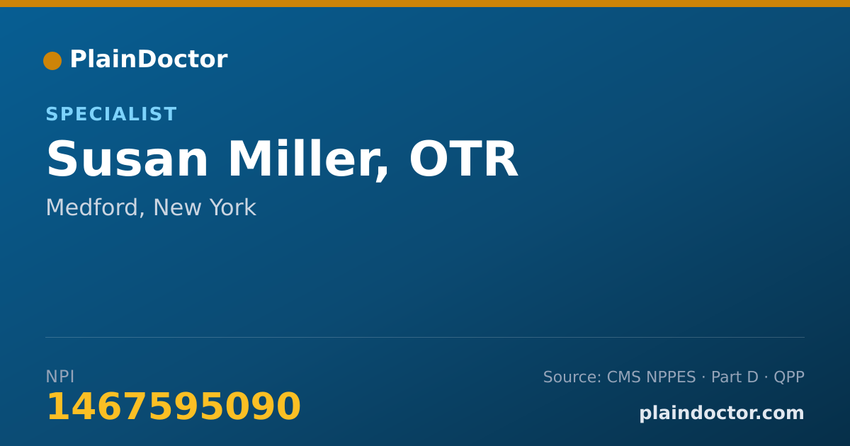 Shareable card for Susan Miller, OTR - Specialist, Medford, NY