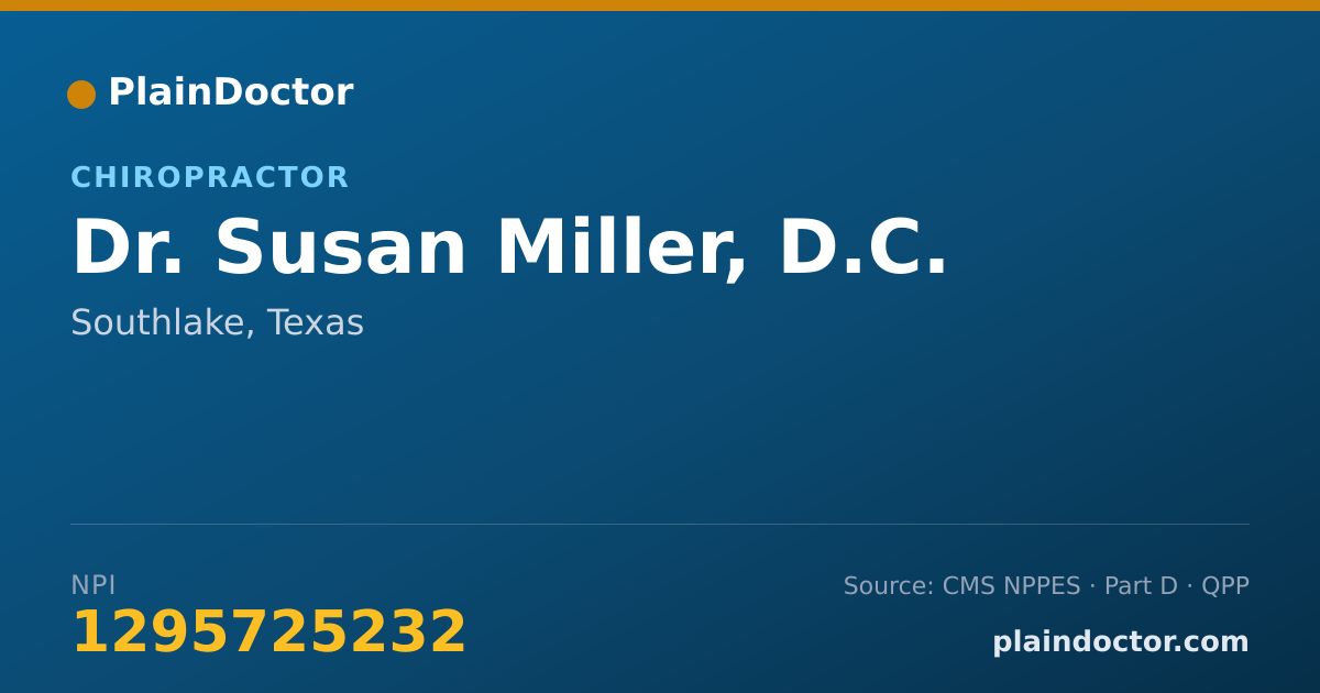 Shareable card for Susan Miller, D.C. - Chiropractor, Southlake, TX