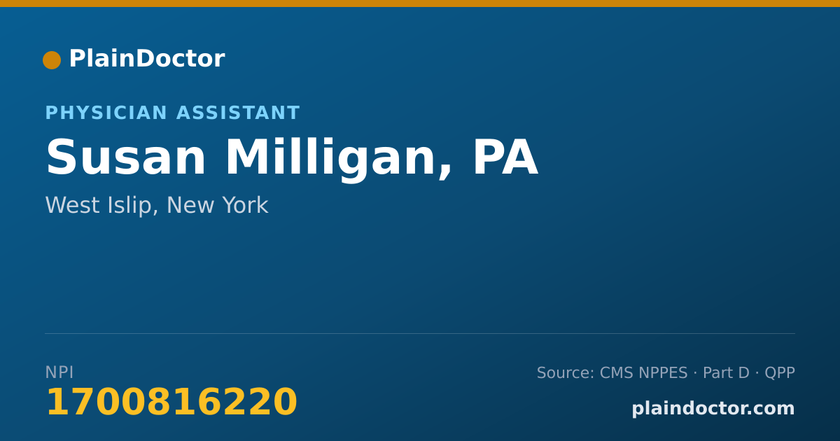 Shareable card for Susan Milligan, PA - Physician Assistant, West Islip, NY