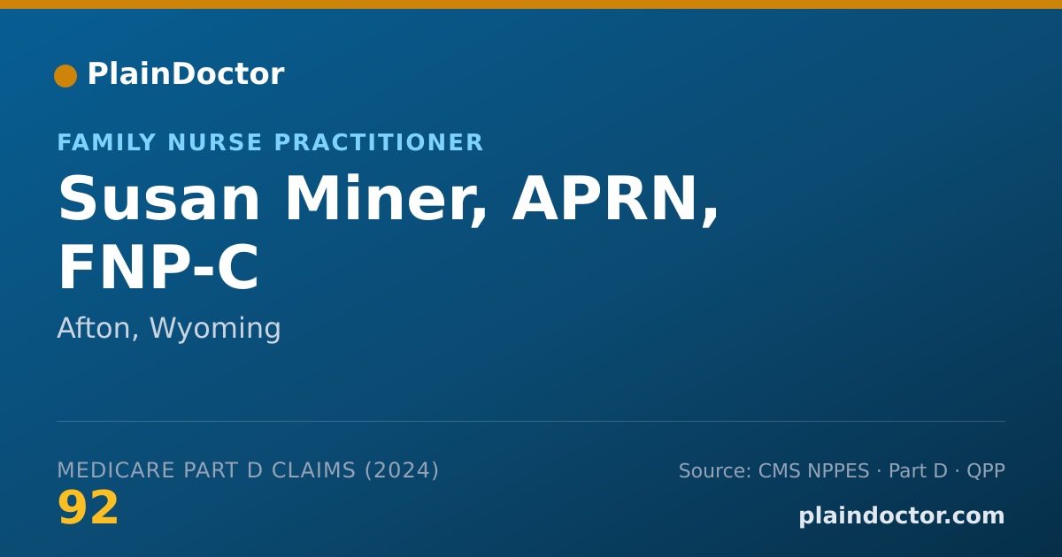 Shareable card for Susan Miner, APRN, FNP-C - Family Nurse Practitioner, Afton, WY
