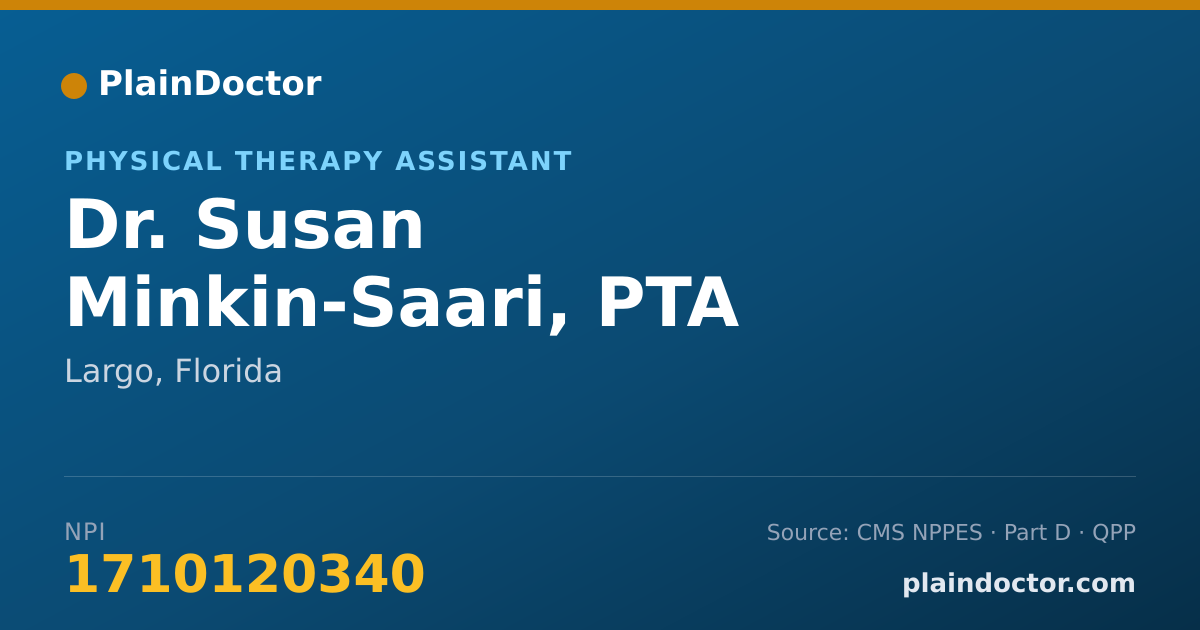 Shareable card for Susan Minkin-Saari, PTA - Physical Therapy Assistant, Largo, FL