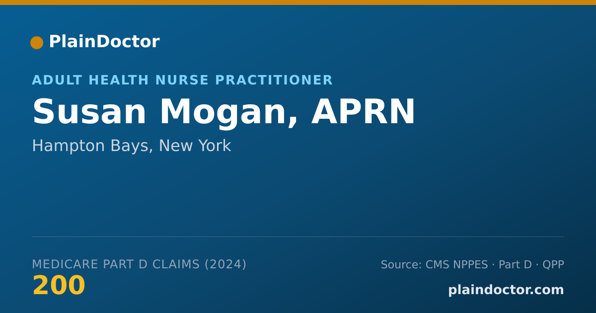 Shareable card for Susan Mogan, APRN - Adult Health Nurse Practitioner, Hampton Bays, NY