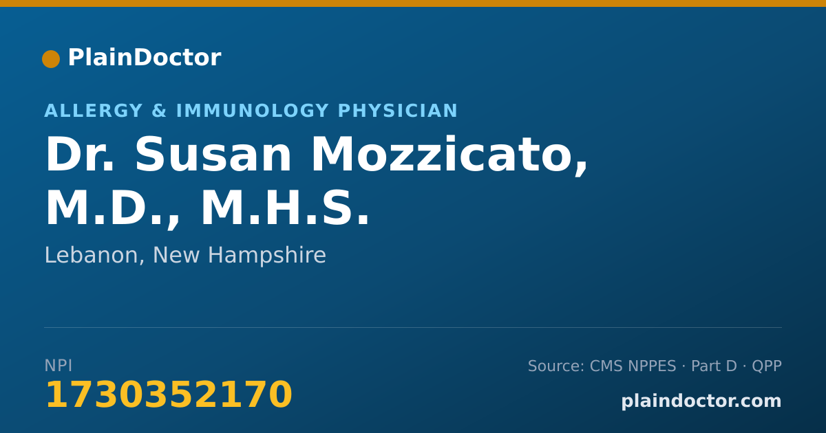 Shareable card for Susan Mozzicato, M.D., M.H.S. - Allergy & Immunology Physician, Lebanon, NH