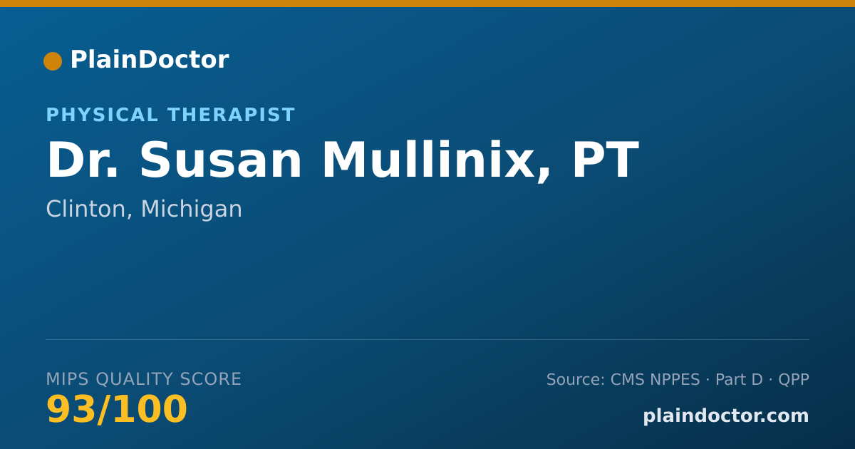 Shareable card for Susan Mullinix, PT - Physical Therapist, Clinton, MI