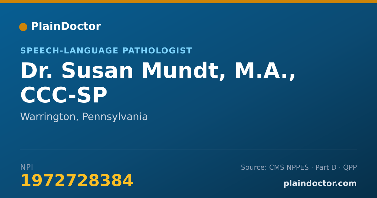 Shareable card for Susan Mundt, M.A., CCC-SP - Speech-Language Pathologist, Warrington, PA