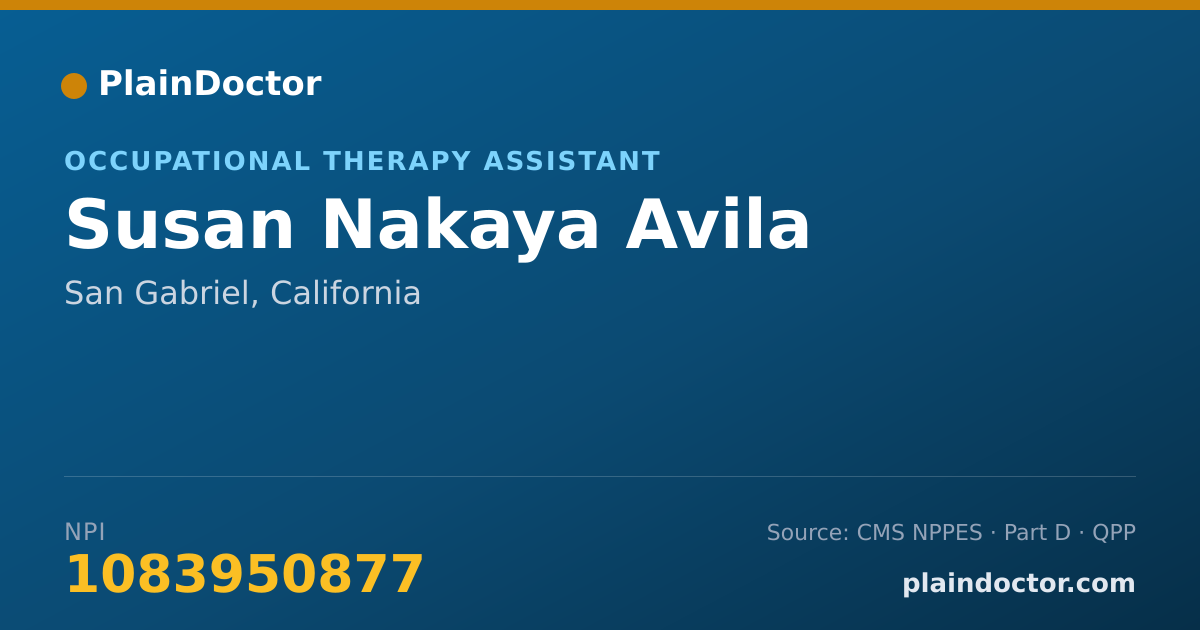 Shareable card for Susan Nakaya Avila - Occupational Therapy Assistant, San Gabriel, CA