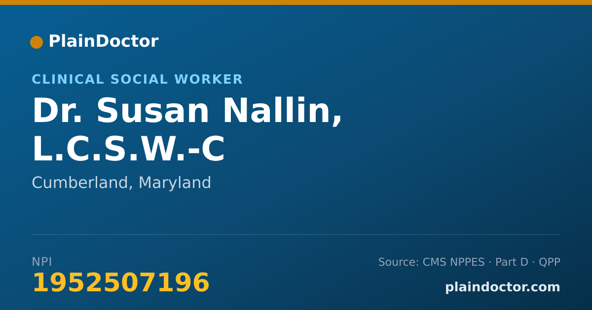 Shareable card for Susan Nallin, L.C.S.W.-C - Clinical Social Worker, Cumberland, MD