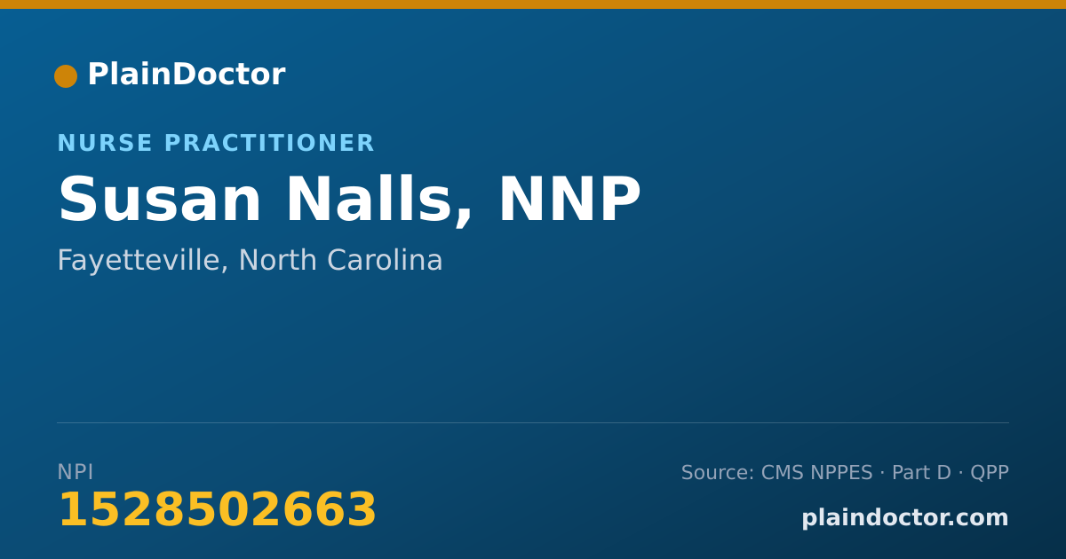 Shareable card for Susan Nalls, NNP - Neonatal Nurse Practitioner, Fayetteville, NC