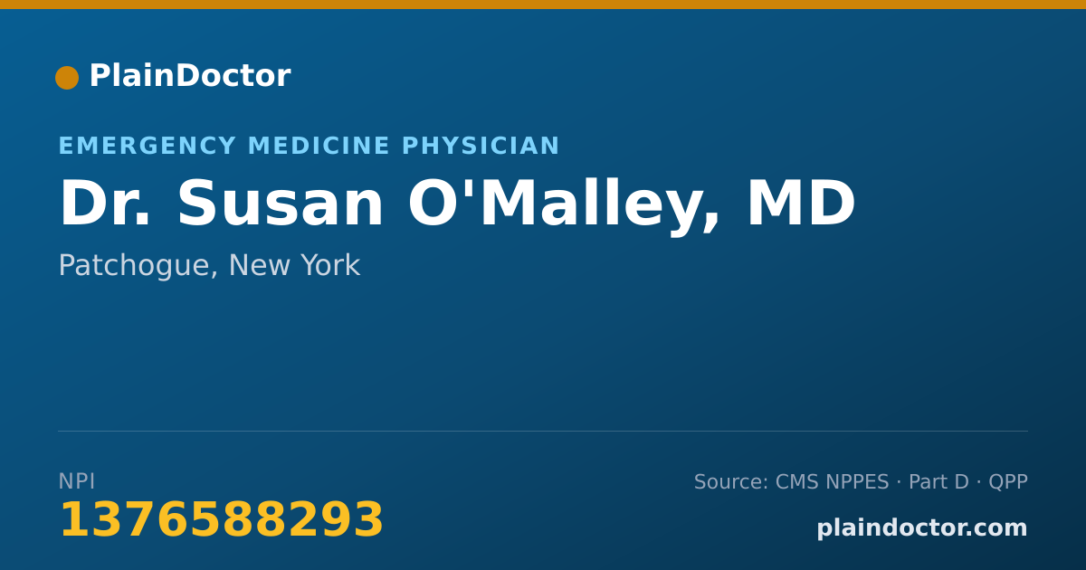 Shareable card for Susan O'Malley, MD - Emergency Medicine Physician, Patchogue, NY