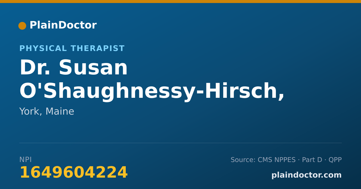 Shareable card for Susan O'Shaughnessy-Hirsch, PT - Physical Therapist, York, ME