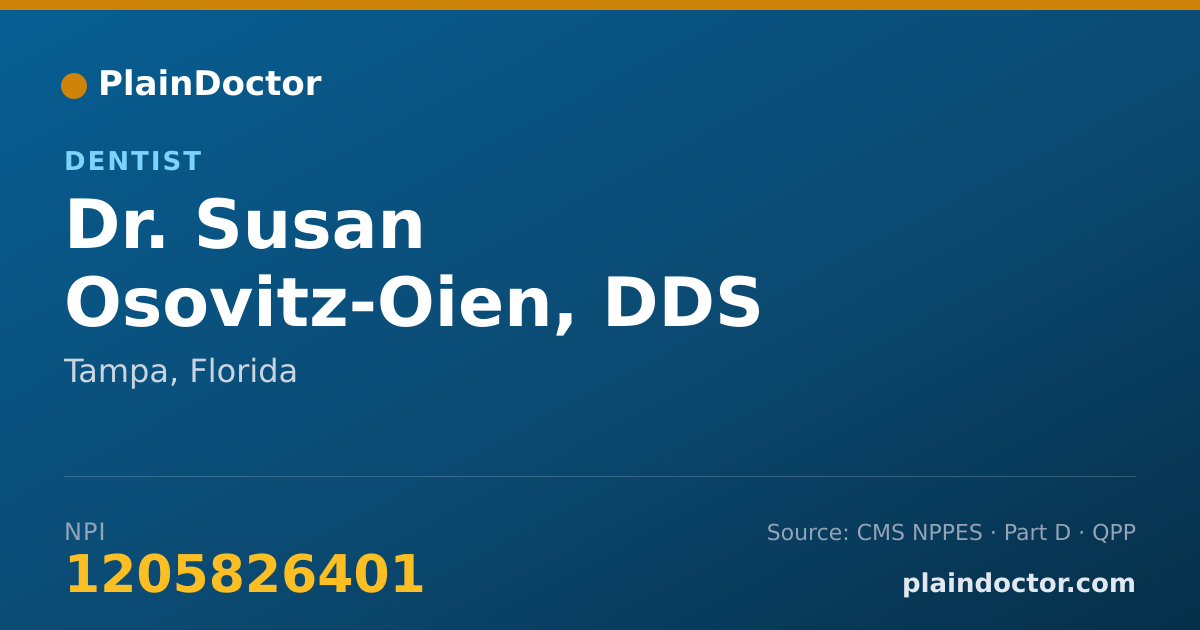 Shareable card for Susan Osovitz-Oien, DDS - Dentist, Tampa, FL