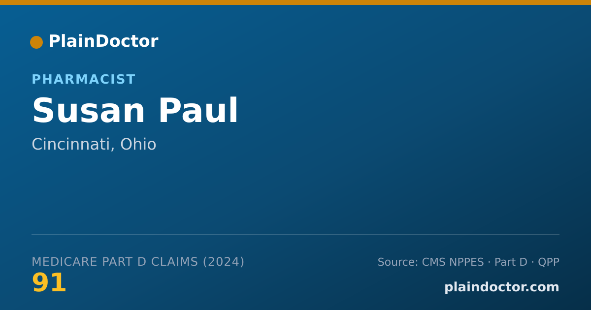 Shareable card for Susan Paul - Pharmacist, Cincinnati, OH