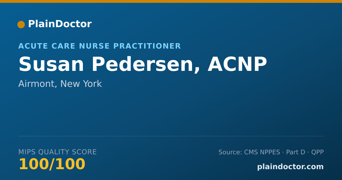 Shareable card for Susan Pedersen, ACNP - Acute Care Nurse Practitioner, Airmont, NY