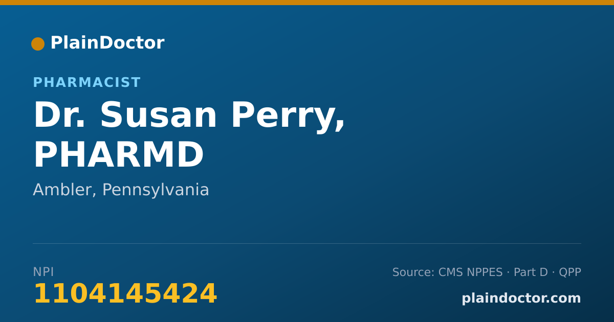 Shareable card for Susan Perry, PHARMD - Pharmacist, Ambler, PA