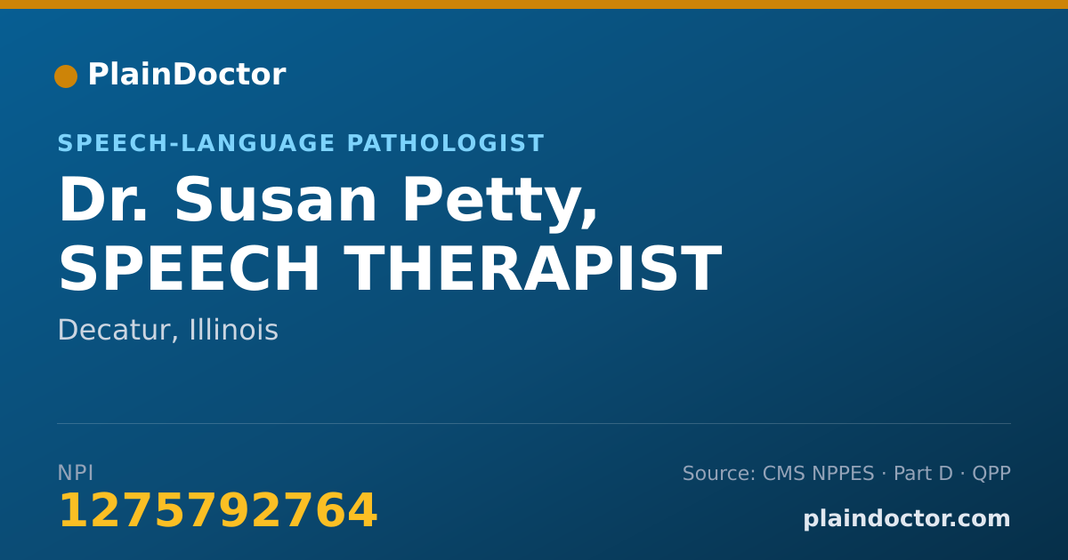 Shareable card for Susan Petty, SPEECH THERAPIST - Speech-Language Pathologist, Decatur, IL
