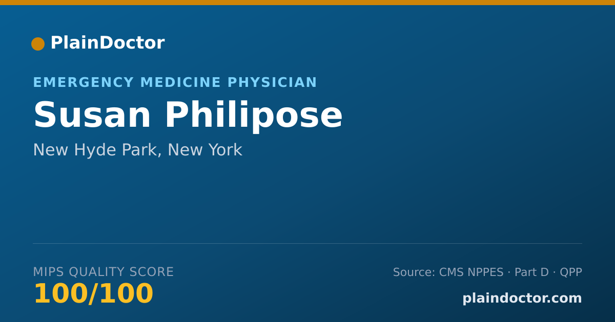 Shareable card for Susan Philipose - Emergency Medicine Physician, New Hyde Park, NY