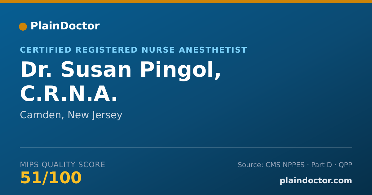 Shareable card for Susan Pingol, C.R.N.A. - Certified Registered Nurse Anesthetist, Camden, NJ