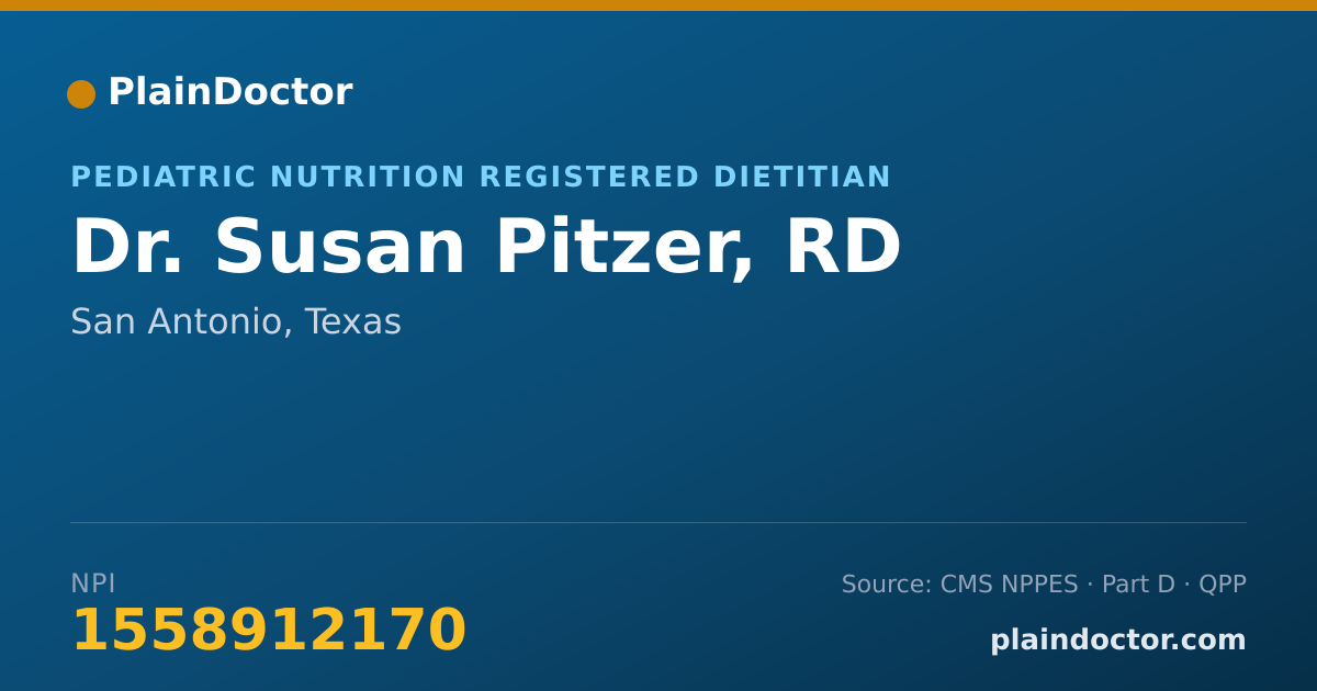 Shareable card for Susan Pitzer, RD - Pediatric Nutrition Registered Dietitian, San Antonio, TX