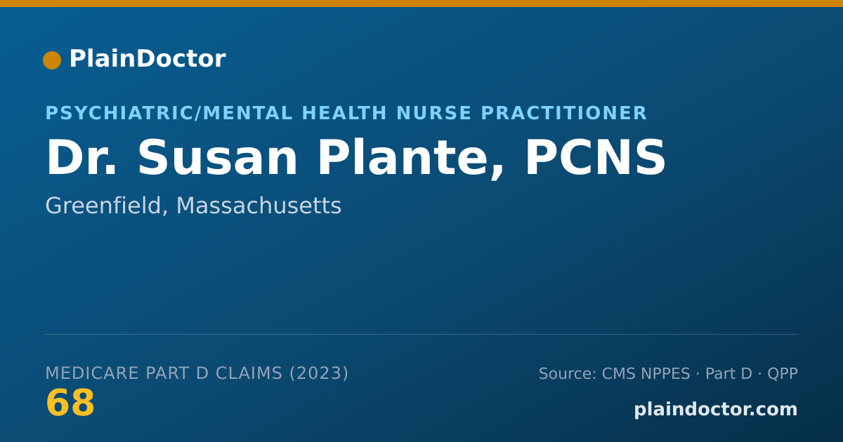 Shareable card for Susan Plante, PCNS - Psychiatric/Mental Health Nurse Practitioner, Greenfield, MA