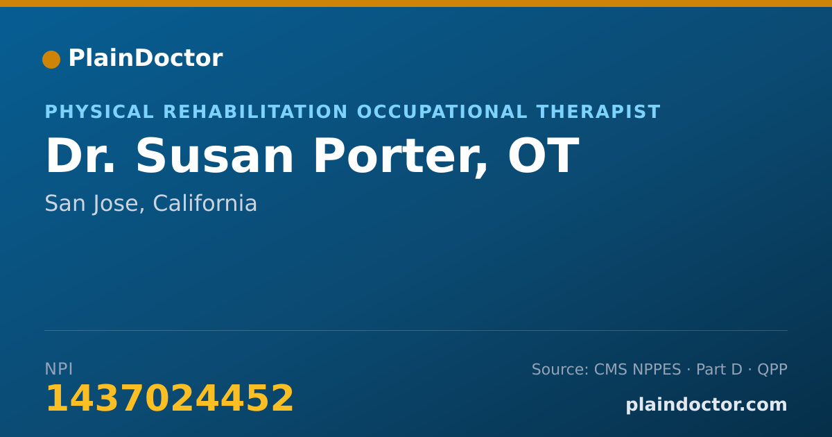 Shareable card for Susan Porter, OT - Physical Rehabilitation Occupational Therapist, San Jose, CA