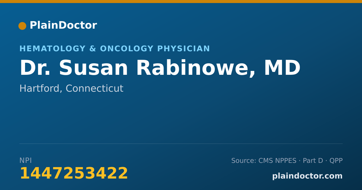 Shareable card for Susan Rabinowe, MD - Hematology & Oncology Physician, Hartford, CT
