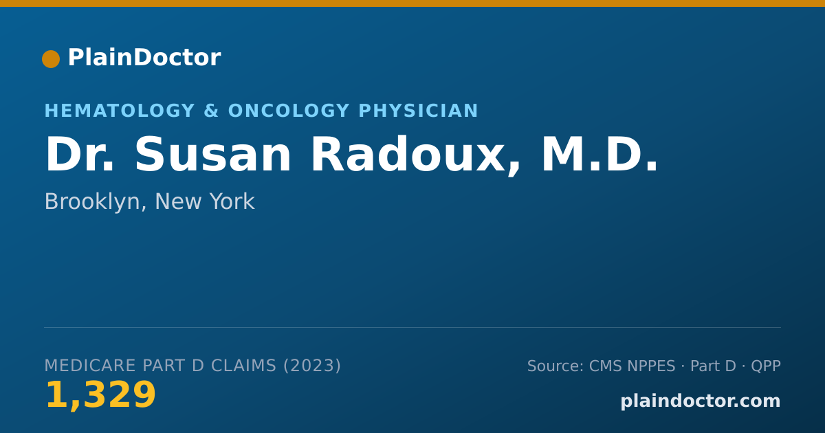 Shareable card for Susan Radoux, M.D. - Hematology & Oncology Physician, Brooklyn, NY