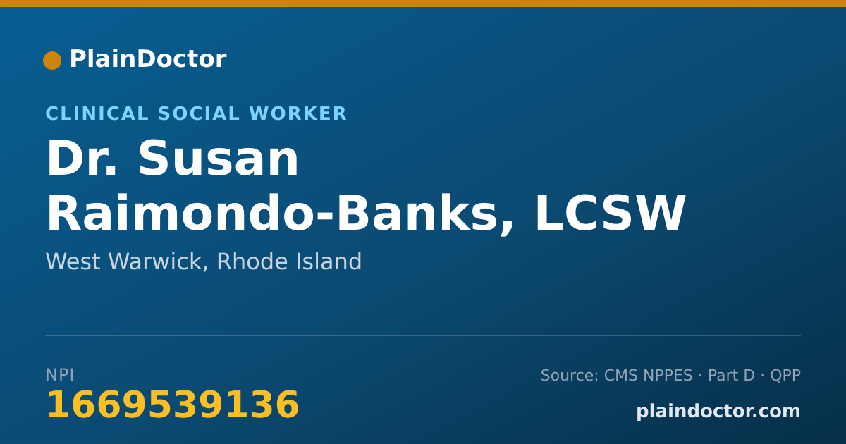 Shareable card for Susan Raimondo-Banks, LCSW - Clinical Social Worker, West Warwick, RI