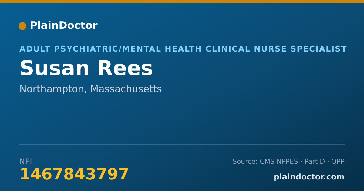 Shareable card for Susan Rees - Adult Psychiatric/Mental Health Clinical Nurse Specialist, Northampton, MA