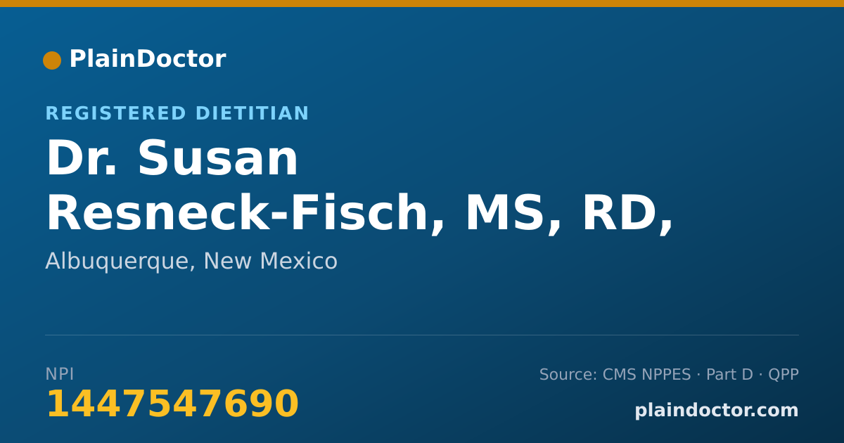 Shareable card for Susan Resneck-Fisch, MS, RD, LD - Registered Dietitian, Albuquerque, NM