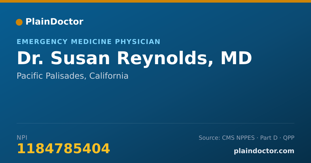 Shareable card for Susan Reynolds, MD - Emergency Medicine Physician, Pacific Palisades, CA