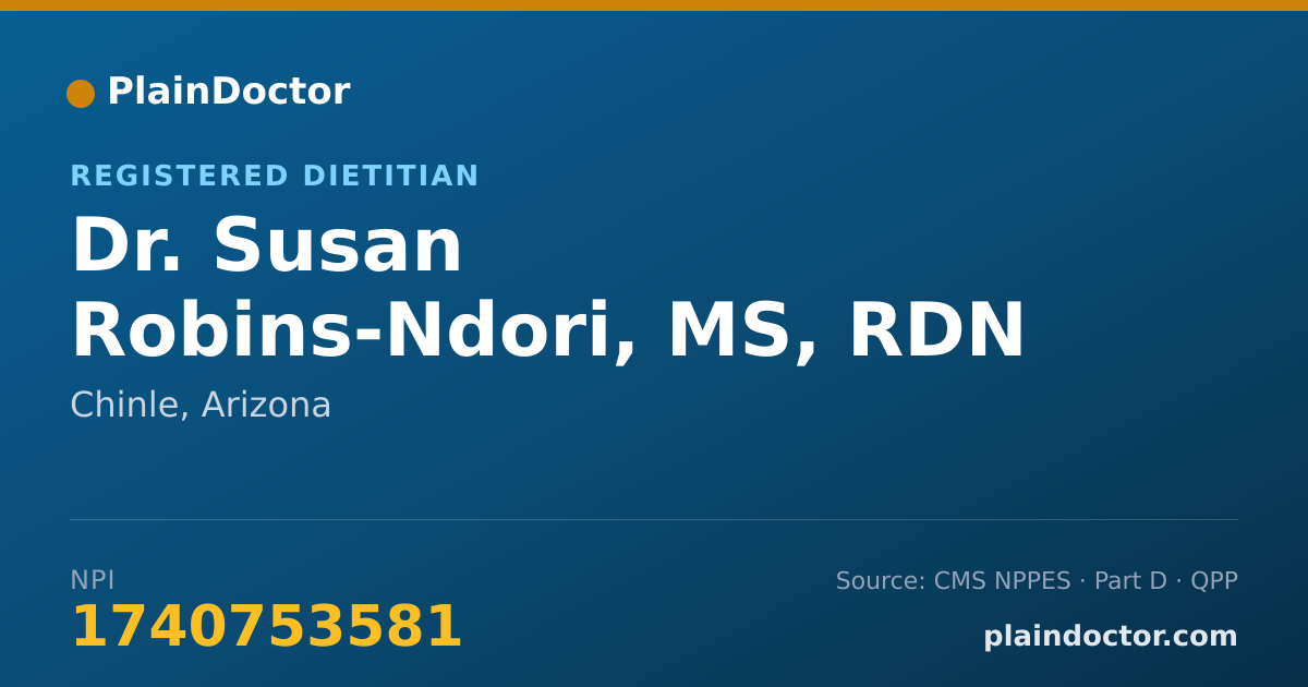 Shareable card for Susan Robins-Ndori, MS, RDN - Registered Dietitian, Chinle, AZ