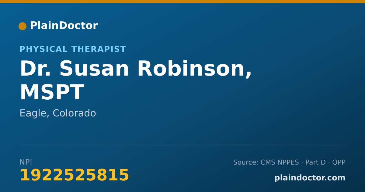 Shareable card for Susan Robinson, MSPT - Physical Therapist, Eagle, CO