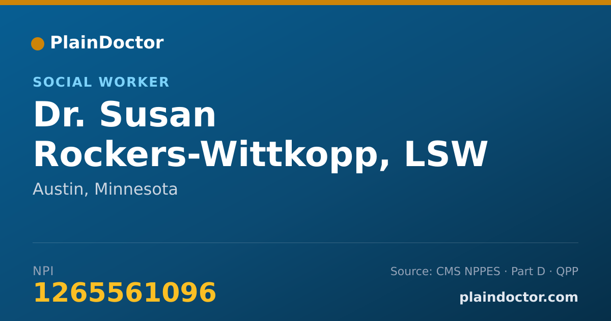 Shareable card for Susan Rockers-Wittkopp, LSW - Social Worker, Austin, MN