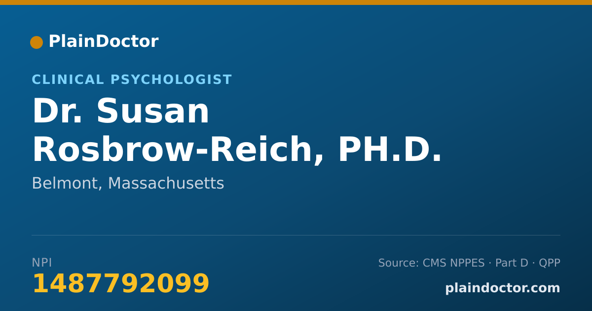 Shareable card for Susan Rosbrow-Reich, PH.D. - Clinical Psychologist, Belmont, MA