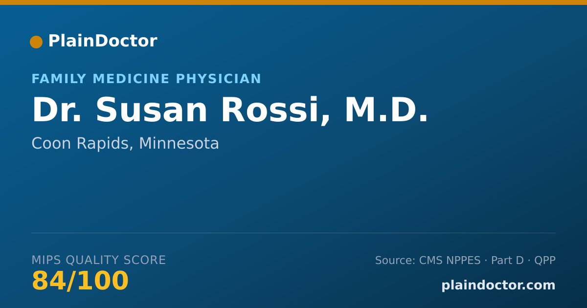 Shareable card for Susan Rossi, M.D. - Family Medicine Physician, Coon Rapids, MN