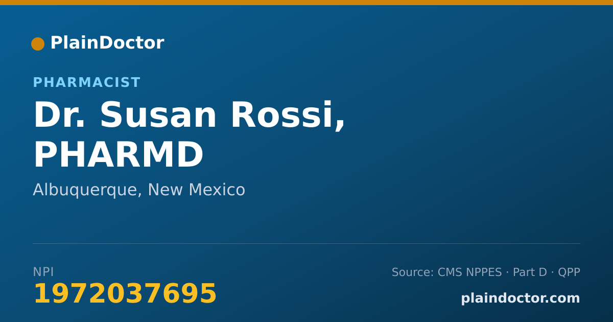 Shareable card for Susan Rossi, PHARMD - Pharmacist, Albuquerque, NM