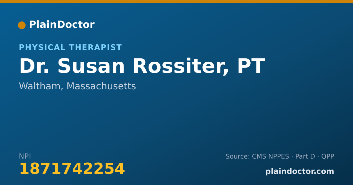 Shareable card for Susan Rossiter, PT - Physical Therapist, Waltham, MA