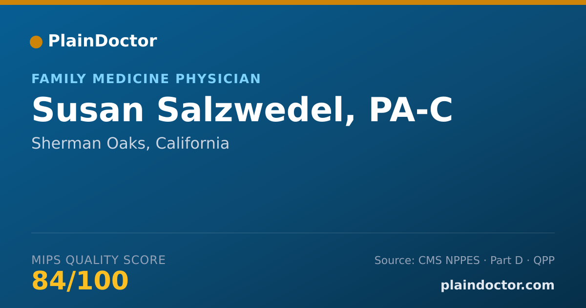 Shareable card for Susan Salzwedel, PA-C - Family Medicine Physician, Sherman Oaks, CA