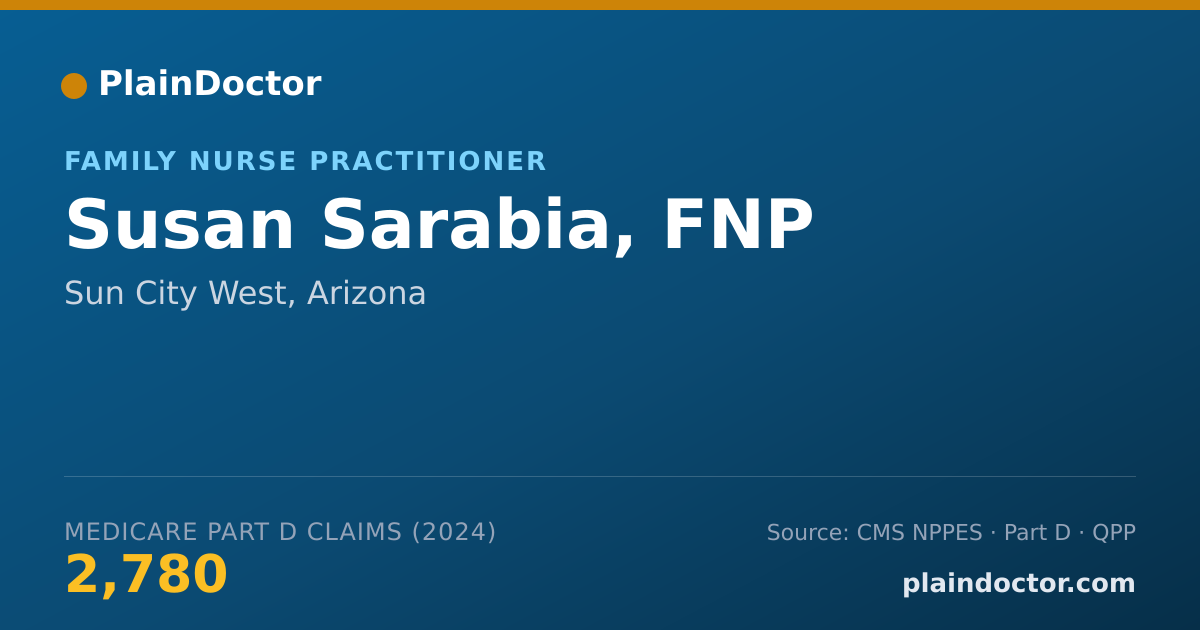 Shareable card for Susan Sarabia, FNP - Family Nurse Practitioner, Sun City West, AZ