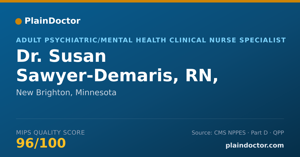 Shareable card for Susan Sawyer-Demaris, RN, MS, CNS - Adult Psychiatric/Mental Health Clinical Nurse Specialist, New Brighton, MN