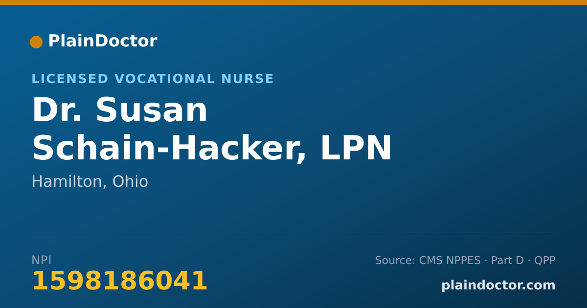 Shareable card for Susan Schain-Hacker, LPN - Licensed Vocational Nurse, Hamilton, OH