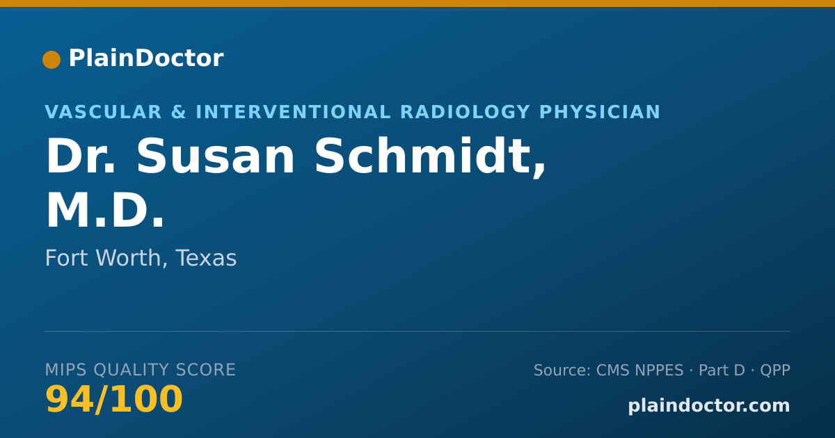 Shareable card for Susan Schmidt, M.D. - Vascular & Interventional Radiology Physician, Fort Worth, TX