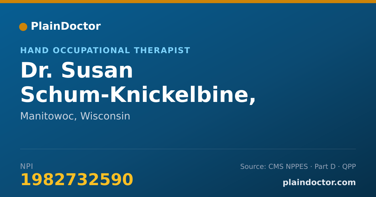 Shareable card for Susan Schum-Knickelbine, O.T.R., C.H.T. - Hand Occupational Therapist, Manitowoc, WI