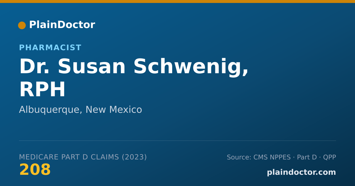 Shareable card for Susan Schwenig, RPH - Pharmacist, Albuquerque, NM