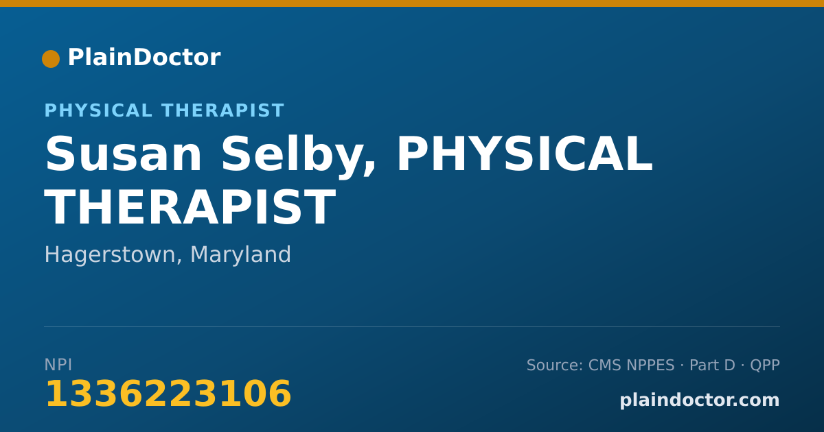 Shareable card for Susan Selby, PHYSICAL THERAPIST - Physical Therapist, Hagerstown, MD