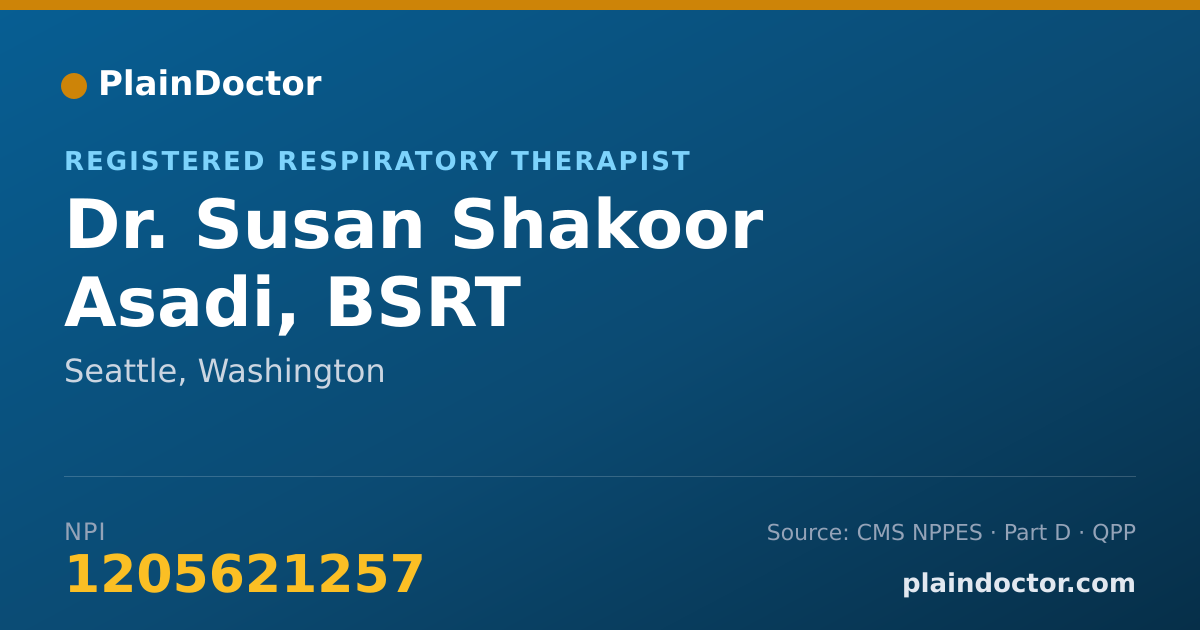 Shareable card for Susan Shakoor Asadi, BSRT - Registered Respiratory Therapist, Seattle, WA