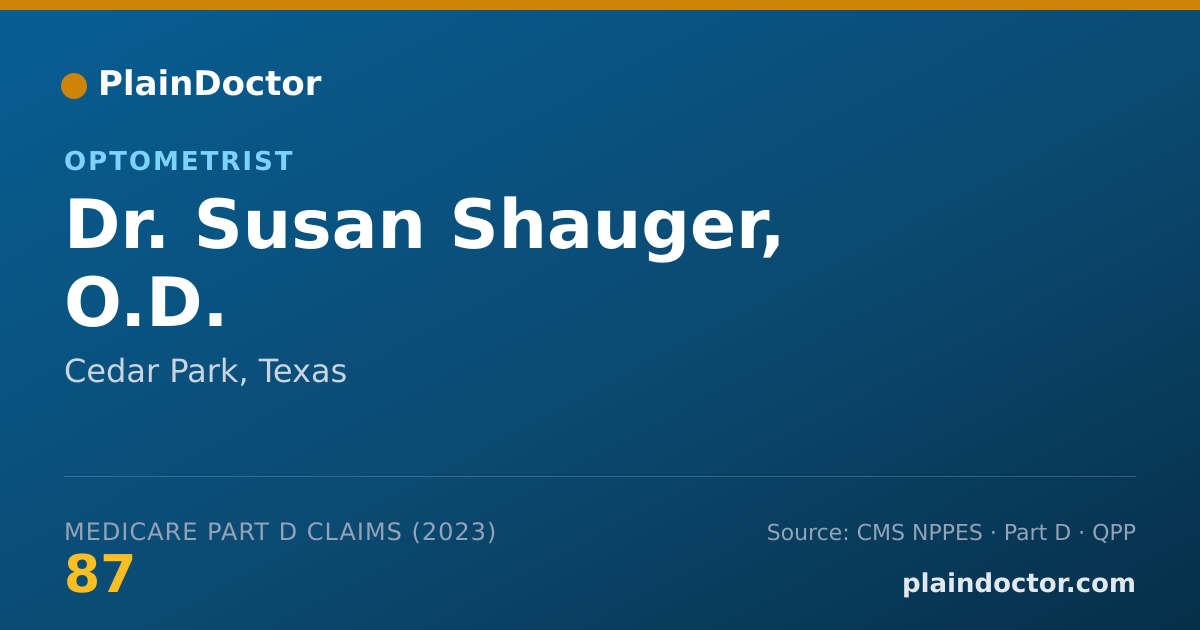 Shareable card for Susan Shauger, O.D. - Optometrist, Cedar Park, TX